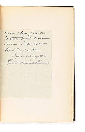 ROOSEVELT, THEODORE. Owen Wister. Roosevelt: The Story of a Friendship. With Typed Letter Signed, as Vice President, mounted along left